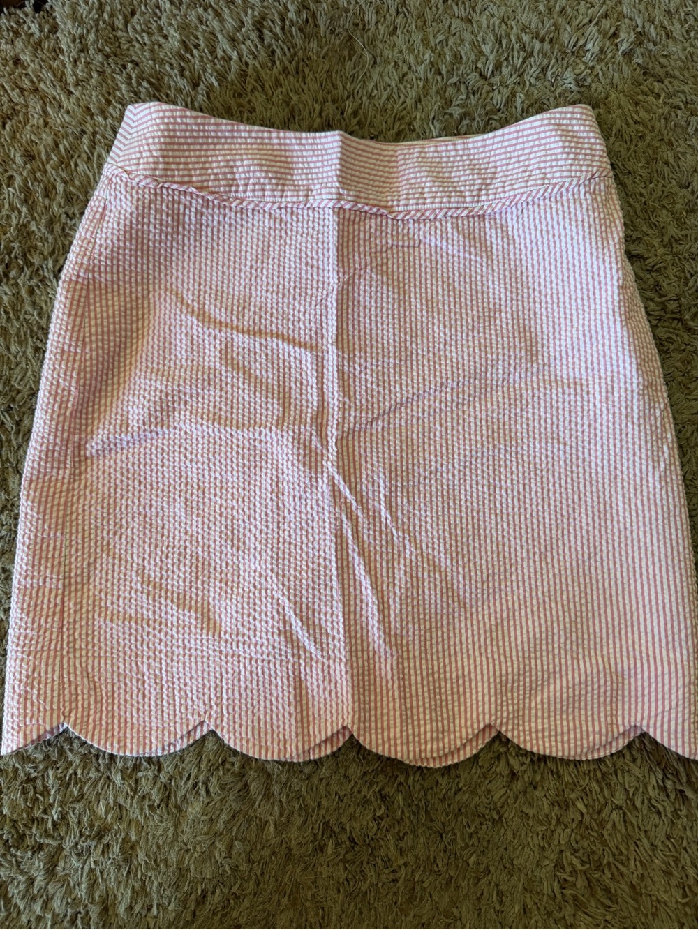 Vineyard Vines Pink Seersucker Scallop Hem Mini Skirt